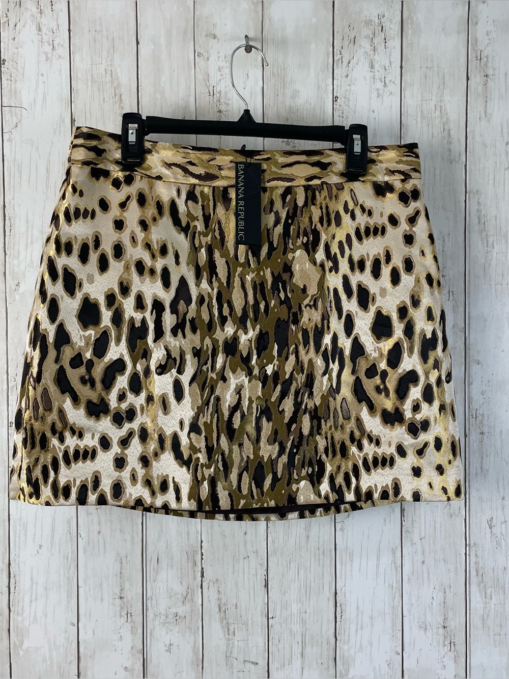 Banana Republic Metallic Jacquard Texture Leopard Mini Skirt Sz 14 - NWT
